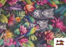 Vente en ligne de Tissu en Canvas Imprimé Tropical avec Léopards