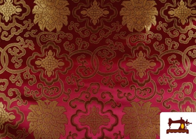 Vente de Tissu Brocart Classique Médiéval de Couleurs couleur Rouge