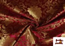 Acheter en ligne Tissu Brocart Classique Médiéval de Couleurs couleur Rouge