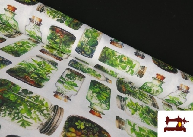 Tissu Toile Imprimée Terrarium Botanique