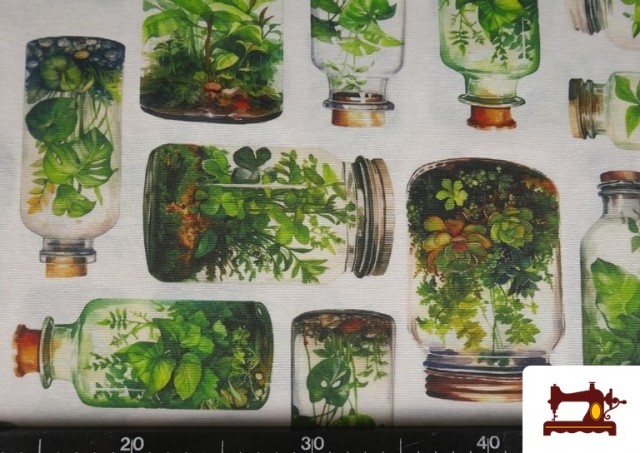 Vente en ligne de Tissu Toile Imprimée Terrarium Botanique