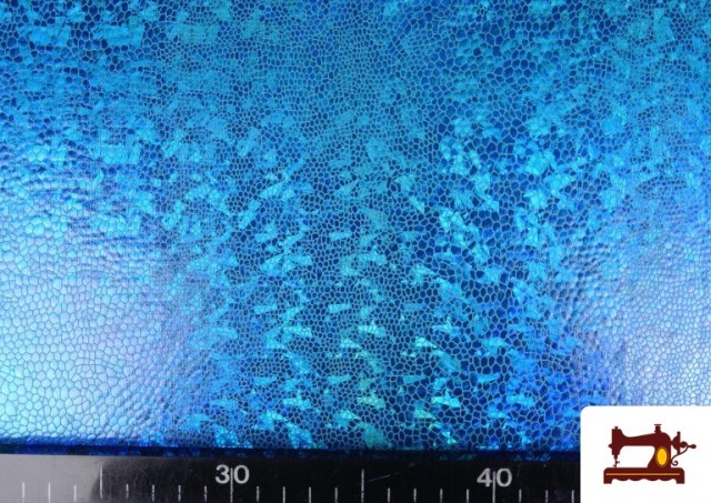 Acheter en ligne Tissu en Lycra Doré avec Hologramme Multicolore couleur Bleu