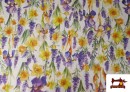 Acheter Tissu Toile Imprimé Fleurs Lilas et Jaunes