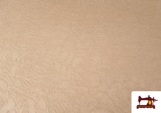 Acheter Tissu Velours Antelina Point Beige Gravé avec Fleurs