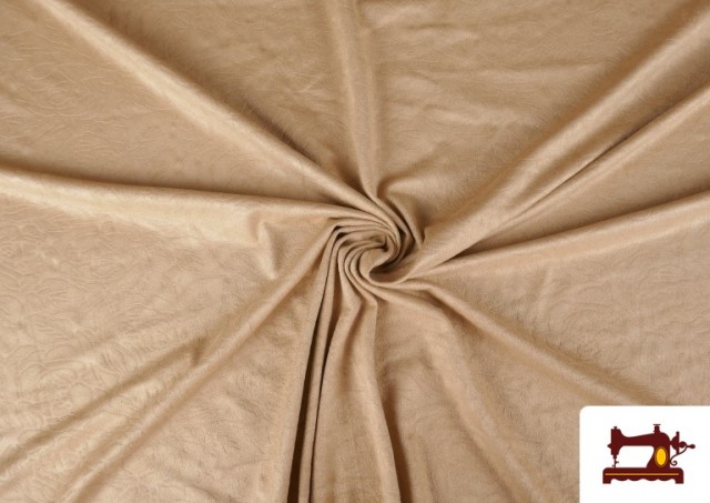 Vente en ligne de Tissu Velours Antelina Point Beige Gravé avec Fleurs