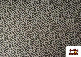 Tissu en Canvas Imprimé Léopard Écru 140 cm