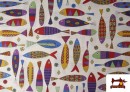 Acheter Tissu en Canvas avec Imprimé Poissons Amusants