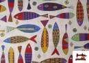 Vente de Tissu en Canvas avec Imprimé Poissons Amusants