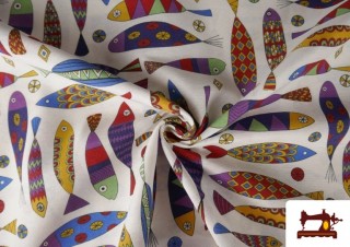 Vente en ligne de Tissu en Canvas avec Imprimé Poissons Amusants