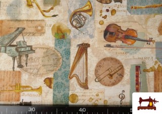Tissu en Canvas avec Instruments Rétro