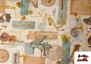 Acheter en ligne Tissu en Canvas avec Instruments Rétro