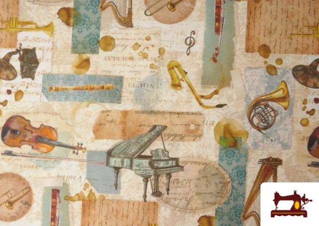 Acheter en ligne Tissu en Canvas avec Instruments Rétro