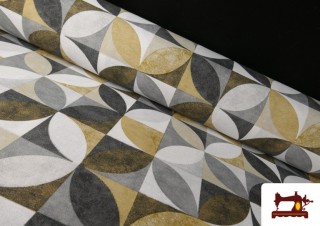 Tissu en Canvas Géométrique Moutarde