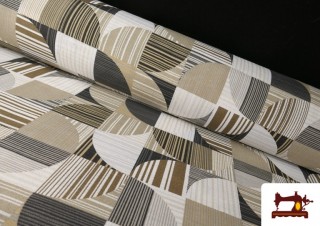 Tissu en Canvas Géométrique Beige