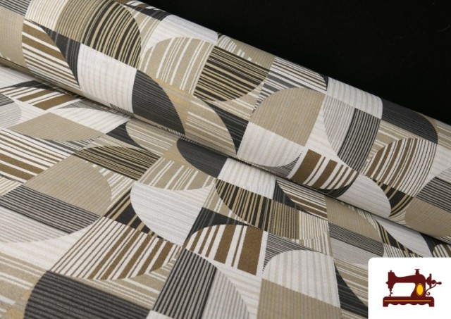 Tissu en Canvas Géométrique Beige