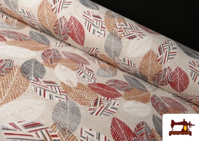 Acheter Tissu en Canvas avec Imprimé Feuilles Rouge