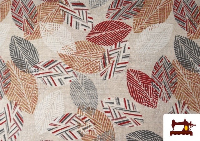 Vente de Tissu en Canvas avec Imprimé Feuilles Rouge