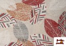 Acheter en ligne Tissu en Canvas avec Imprimé Feuilles Rouge