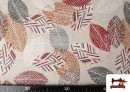 Vente en ligne de Tissu en Canvas avec Imprimé Feuilles Rouge