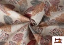 Tissu en Canvas avec Imprimé Feuilles Rouge