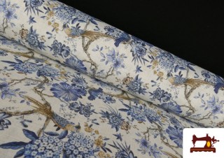 Tissu en Canvas avec Oiseaux Bleus