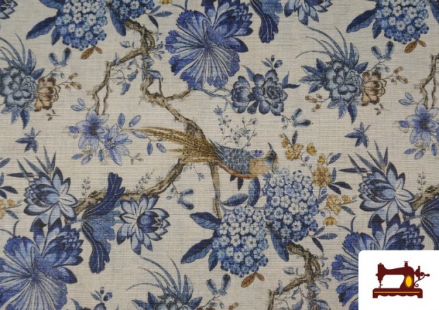 Vente de Tissu en Canvas avec Oiseaux Bleus