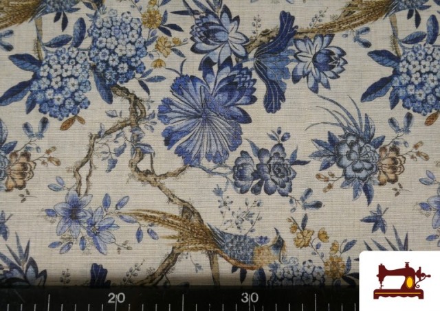 Acheter en ligne Tissu en Canvas avec Oiseaux Bleus