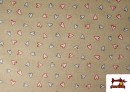 Acheter Tissu en Canvas Beige avec Coeurs Largeur 140 cm