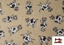 Vente de Tissu en Canvas avec Imprimé Vaches Amusants