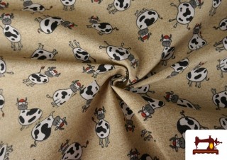 Vente en ligne de Tissu en Canvas avec Imprimé Vaches Amusants