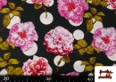 Acheter en ligne Tissu Noir pour Vêtements Flamenco avec Fleurs Roses et Pois couleur Noir