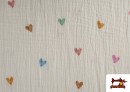 Vente de Tissu Mousseline de Coton à Petits Cœurs Colorés