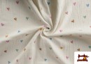 Acheter en ligne Tissu Mousseline de Coton à Petits Cœurs Colorés