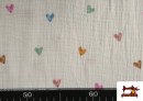 Vente en ligne de Tissu Mousseline de Coton à Petits Cœurs Colorés