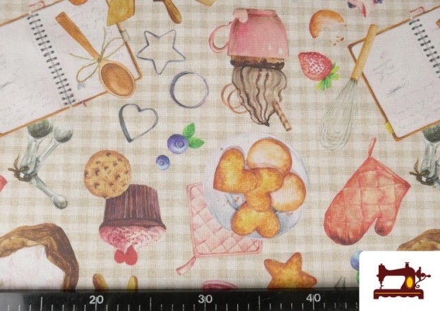 Vente en ligne de Tissu Toile Imprimée avec Motifs Pâtisserie Cuisine