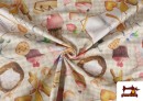 Tissu Toile Imprimée avec Motifs Pâtisserie Cuisine