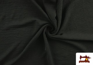 Acheter en ligne Tissu Bambula Froissé Pour Vêtements d’Été Couleurs Unies couleur Noir