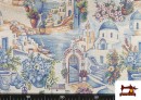 Vente en ligne de Tissu en Gobelin Tissé avec Imprimé Santorin Grèce