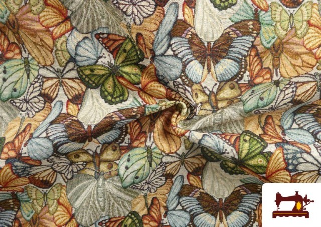 Vente en ligne de Tissu en Gobelin Tissé avec Papillons