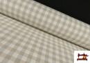 Tissu en Canvas Imprimé avec Carreaux Vichy de Couleurs Largeur 280 cm couleur Beige
