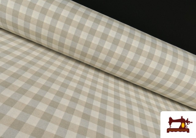 Tissu en Canvas Imprimé avec Carreaux Vichy de Couleurs Largeur 280 cm couleur Beige