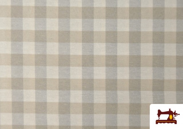 Vente de Tissu en Canvas Imprimé avec Carreaux Vichy de Couleurs Largeur 280 cm couleur Beige