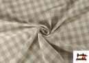 Acheter en ligne Tissu en Canvas Imprimé avec Carreaux Vichy de Couleurs Largeur 280 cm couleur Beige