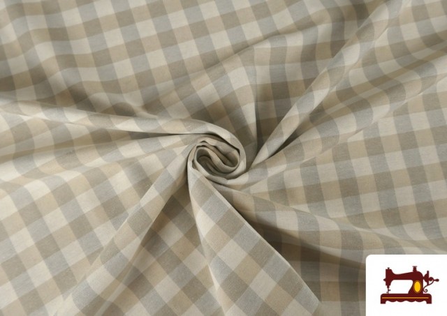 Acheter en ligne Tissu en Canvas Imprimé avec Carreaux Vichy de Couleurs Largeur 280 cm couleur Beige