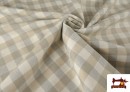 Vente en ligne de Tissu en Canvas Imprimé avec Carreaux Vichy de Couleurs Largeur 280 cm couleur Beige