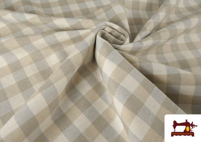 Vente en ligne de Tissu en Canvas Imprimé avec Carreaux Vichy de Couleurs Largeur 280 cm couleur Beige