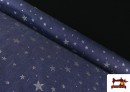 Tissu Jean Denim avec Étoiles à Paillettes