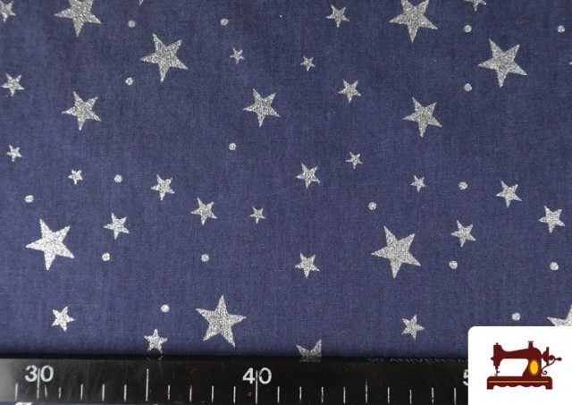Vente de Tissu Jean Denim avec Étoiles à Paillettes