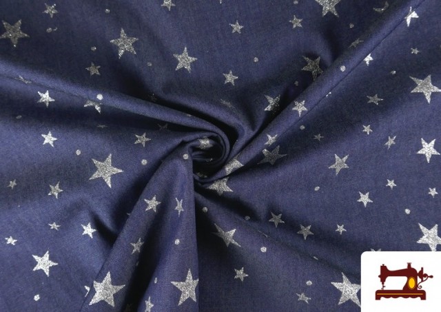 Acheter en ligne Tissu Jean Denim avec Étoiles à Paillettes