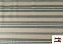 Toile Panama Imprimé Rayures Variées couleur Vert Pétrole